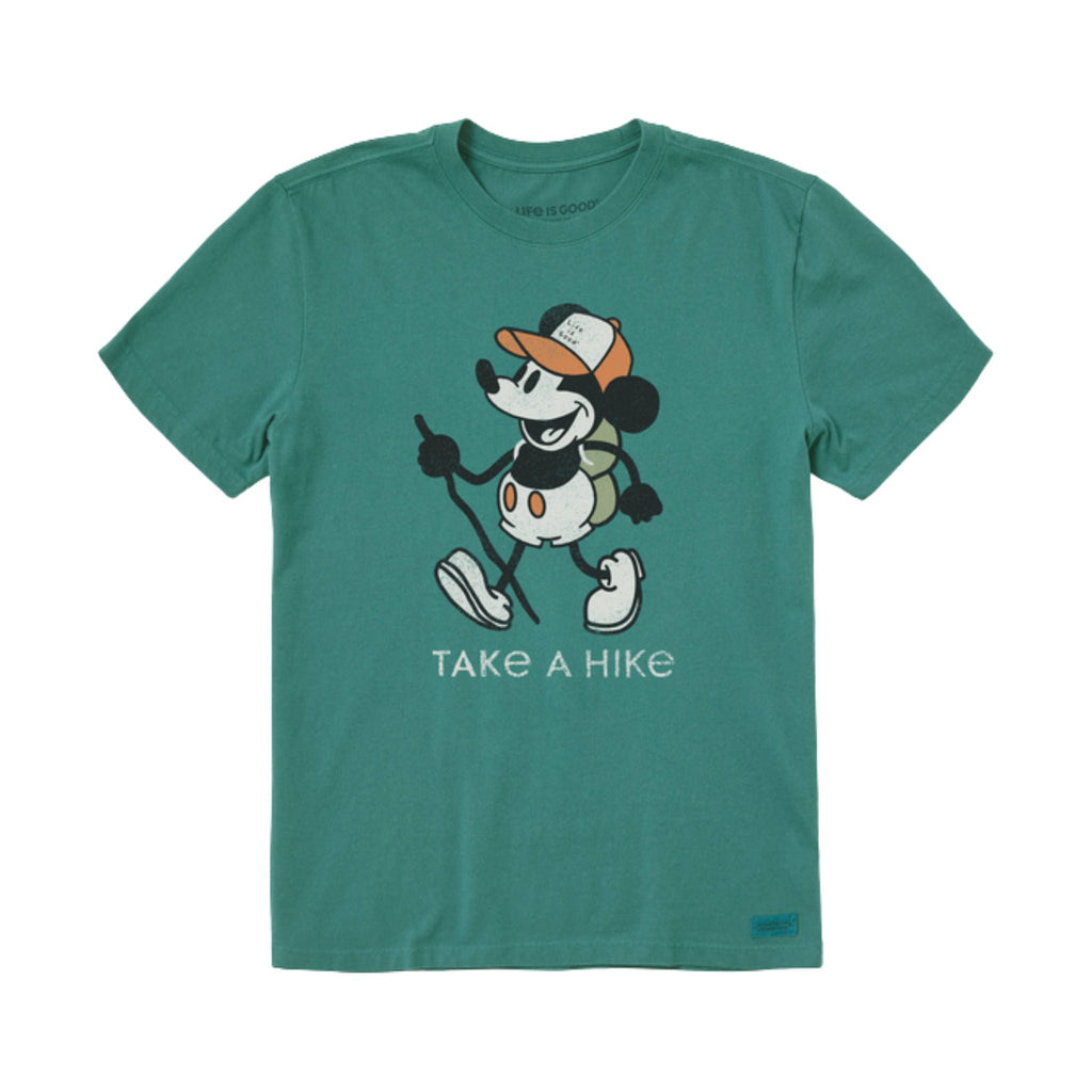 Life Is Good Men's Steamboat Willie Take A Hike Crusher Tee - Spruce Green FINAL SALE - Lenny's Shoe & Apparel