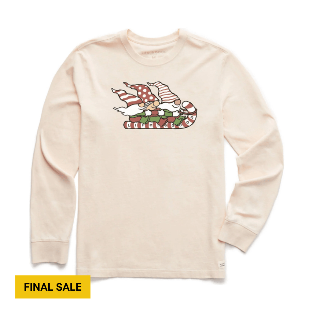 Life Is Good Men's Toboggan Ride Long Sleeve Crusher Tee - Putty White - Lenny's Shoe & Apparel