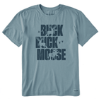 Life Is Good Men's Typeout Buck Buck Moose Bold Short Sleeve Tee - Smokey Blue - Lenny's Shoe & Apparel