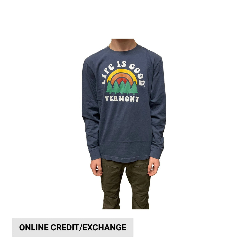 Life Is Good Men's Vermont Exclusive Long Sleeve Rainbow Pines - Dark Blue - Lenny's Shoe & Apparel