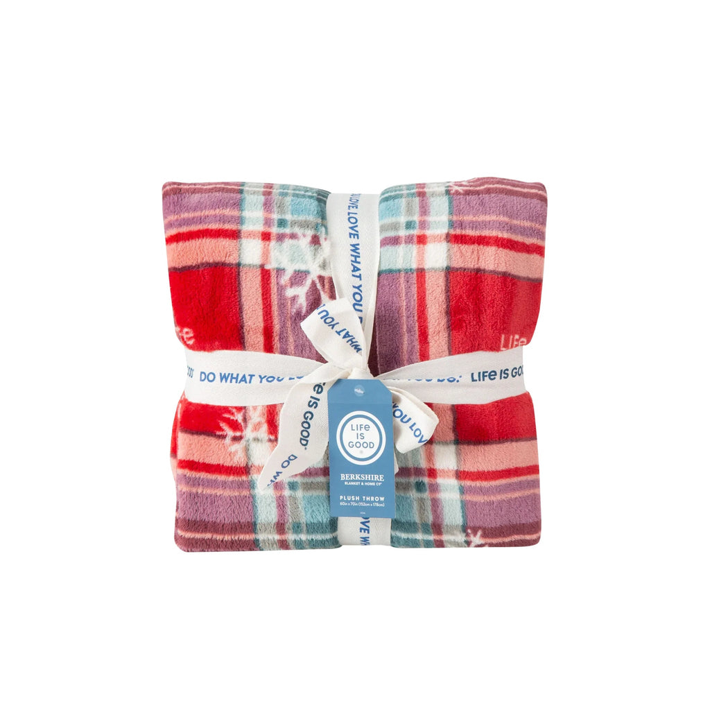 Life Is Good Snowflake Plaid Plush Throw Blanket - Adirondack Red - Lenny's Shoe & Apparel