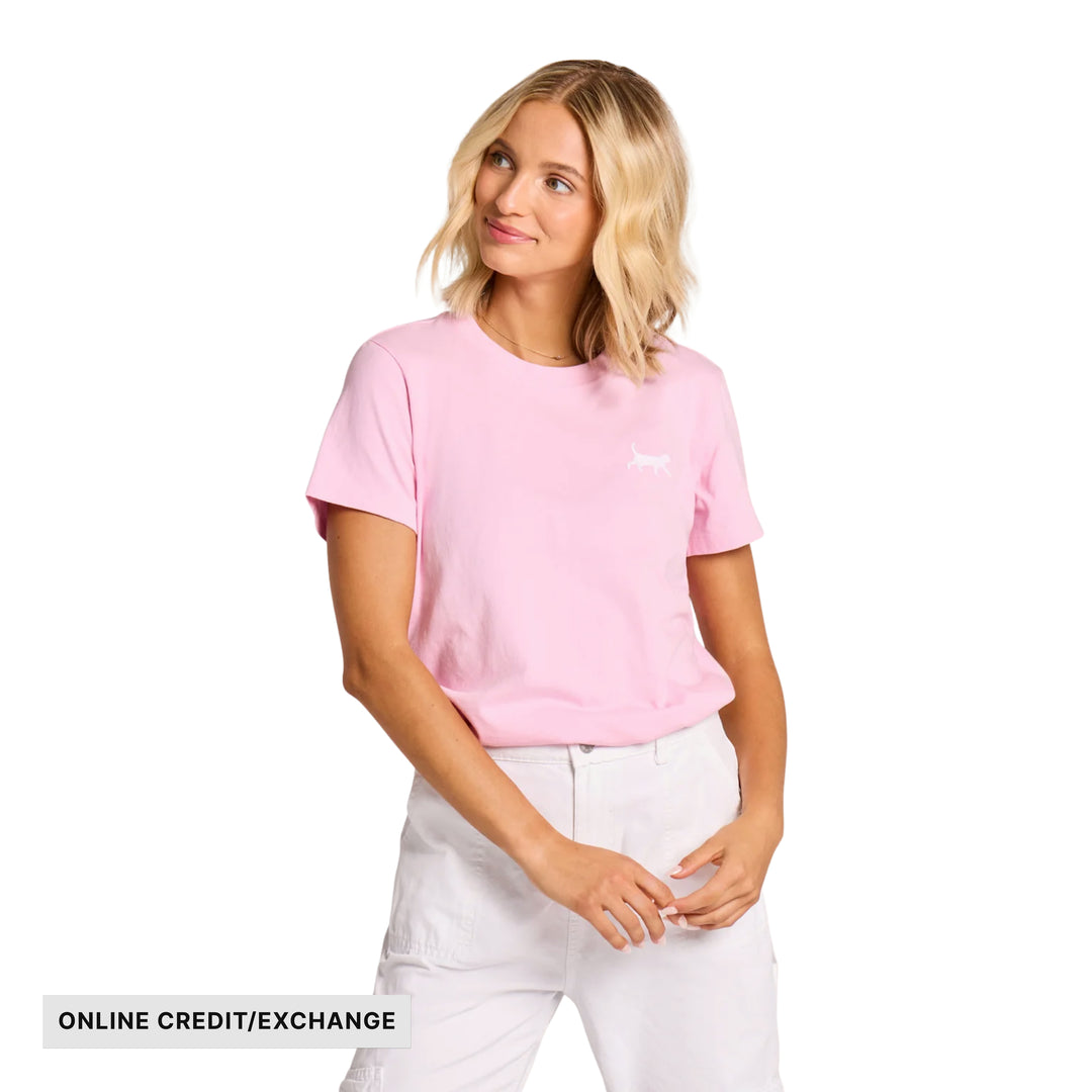 Life Is Good Women's Cat Walking Short Sleeve Crusher Tee - Seashell Pink - ONLINE CREDIT/EXCHANGE - Lenny's Shoe & Apparel