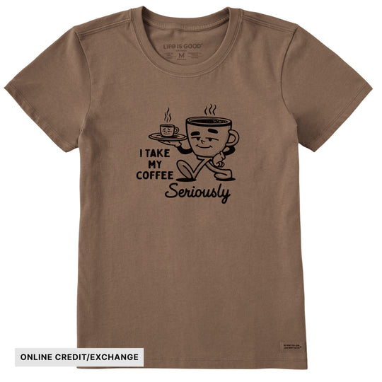 Life Is Good Women's Coffee Seriously Short Sleeve Crusher Tee - Mushroom Brown - ONLINE CREDIT/EXCHANGE - Lenny's Shoe & Apparel