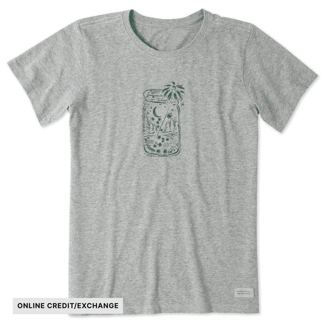 Life Is Good Women's Firefly Moon Jar Short Sleeve Crusher Tee - Heather Gray - ONLINE CREDIT/EXCHANGE - Lenny's Shoe & Apparel
