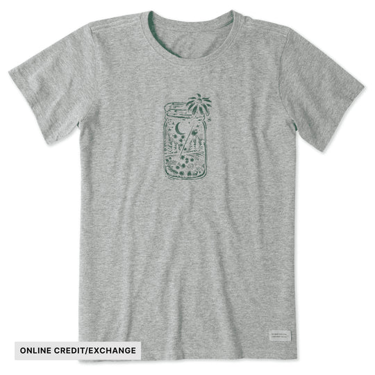 Life Is Good Women's Firefly Moon Jar Short Sleeve Crusher Tee - Heather Gray - ONLINE CREDIT/EXCHANGE - Lenny's Shoe & Apparel