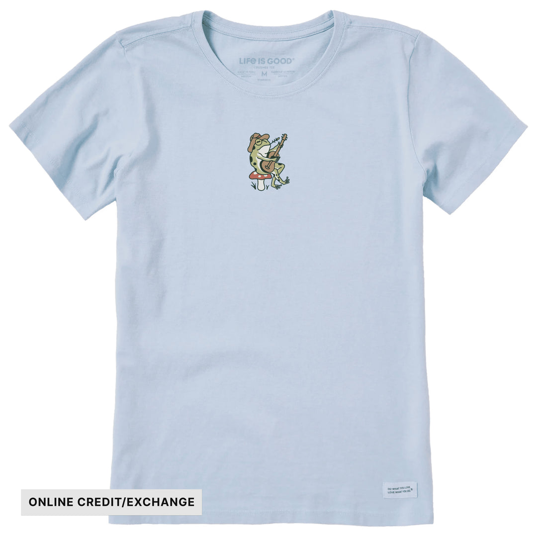 Life Is Good Women's Frog Guitar Short Sleeve Crusher Tee - Glacier Blue - ONLINE CREDIT/EXCHANGE - Lenny's Shoe & Apparel