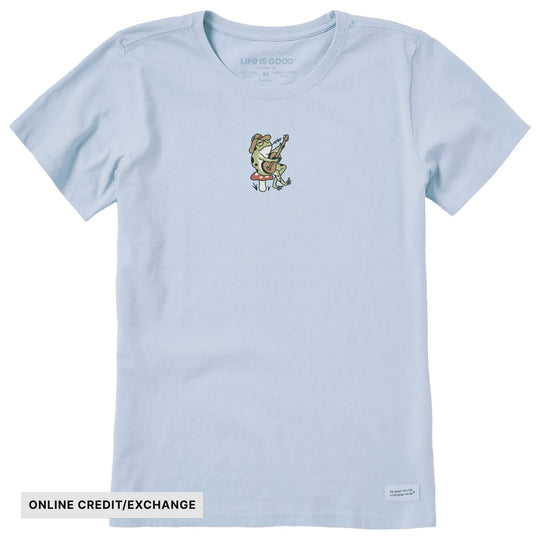 Life Is Good Women's Frog Guitar Short Sleeve Crusher Tee - Glacier Blue - ONLINE CREDIT/EXCHANGE - Lenny's Shoe & Apparel