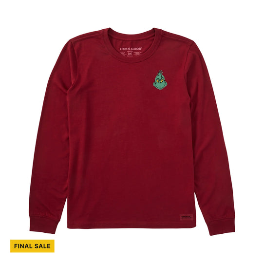 Life Is Good Women's Grinch Mini Face Long Sleeve Crusher Tee - Adirondack Red - FINAL SALE - Lenny's Shoe & Apparel