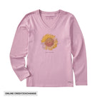 Life Is Good Women's Hello Sunshine Sunflower Long Sleeve Crusher Lite Vee - Violet Purple - ONLINE CREDIT/EXCHANGE - Lenny's Shoe & Apparel