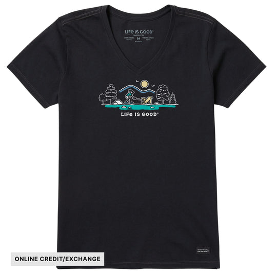 Life Is Good Women's Jackie Tug Of War Vista Short Sleeve Crusher Lite Vee - Faded Black - ONLINE CREDIT/EXCHANGE - Lenny's Shoe & Apparel