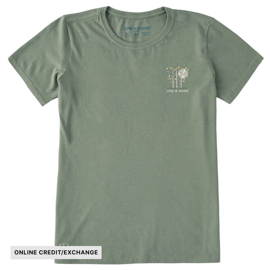 Life Is Good Women's Three Aspen Trees Moon Short Sleeve Crusher Tee - Moss Green - ONLINE CREDIT/EXCHANGE - Lenny's Shoe & Apparel