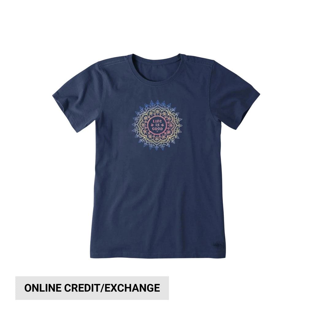 Life Is Good Women's Antique Mandala Short Sleeve Crusher Tee - Darkest Blue - Lenny's Shoe & Apparel