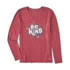 Life Is Good Women's Be Kind Long Sleeve Crusher Lite Vee - Faded Red - Lenny's Shoe & Apparel
