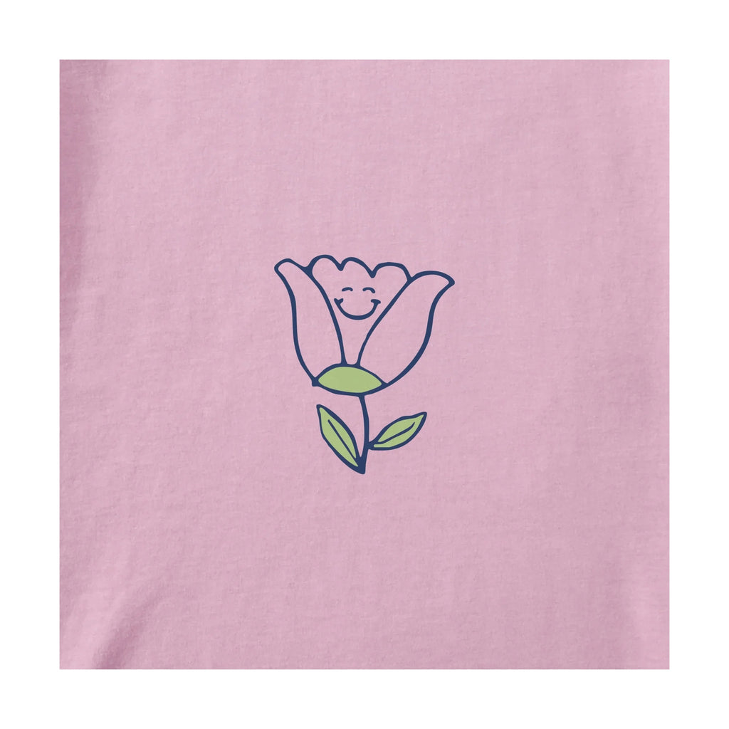 Life Is Good Women's Bert Smile Tulip Short Sleeve Crusher Boxy Tee - Violet Purple - Lenny's Shoe & Apparel