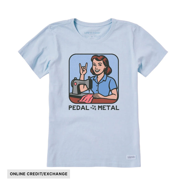 pedal clothes Life is Good Women's Bert's Shirts Pedal to the Medal Short Sleeve Crusher T-Shirt in Glacier Blue | Size Medium