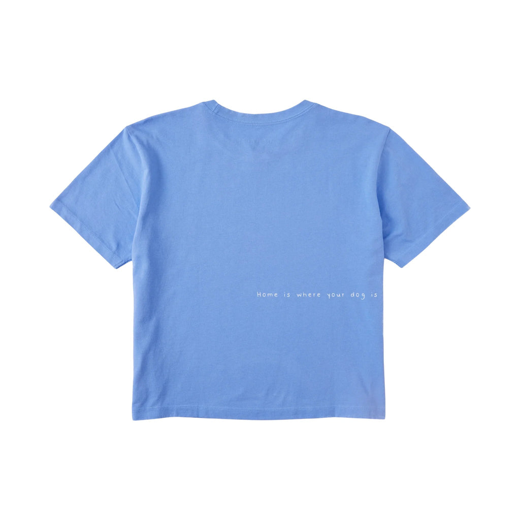 Life Is Good Women's Bert's Smile Dog Short Sleeve Crusher Boxy Tee - Cornflower Blue - Lenny's Shoe & Apparel