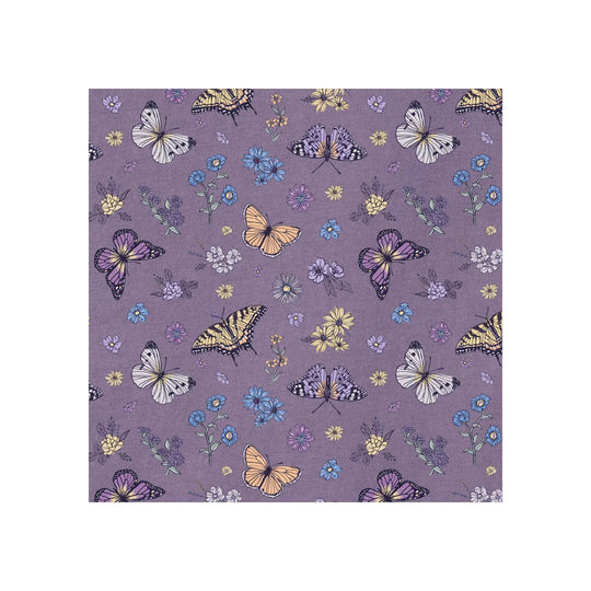 Purple butterfly and floral pattern print