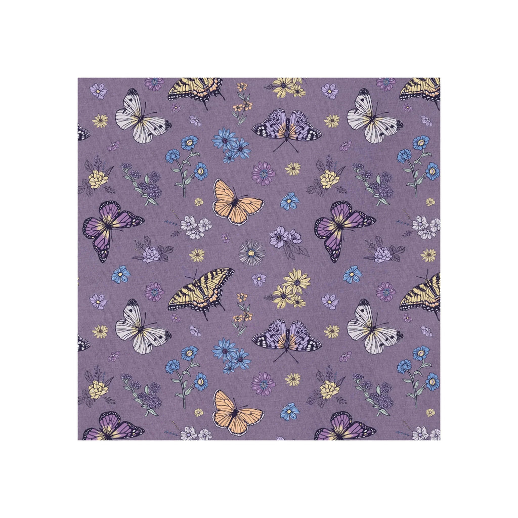 Life Is Good Women's Butterfly Garden Pattern Crusher Lite Easy Vee - Dusk Purple - Lenny's Shoe & Apparel