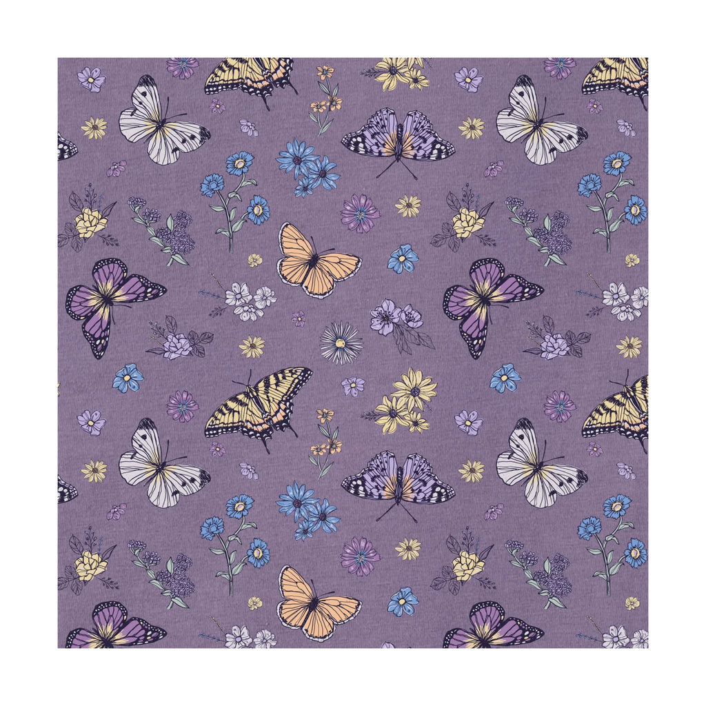 Life Is Good Women's Butterfly Garden Pattern Crusher Lite Easy Vee - Dusk Purple - Lenny's Shoe & Apparel