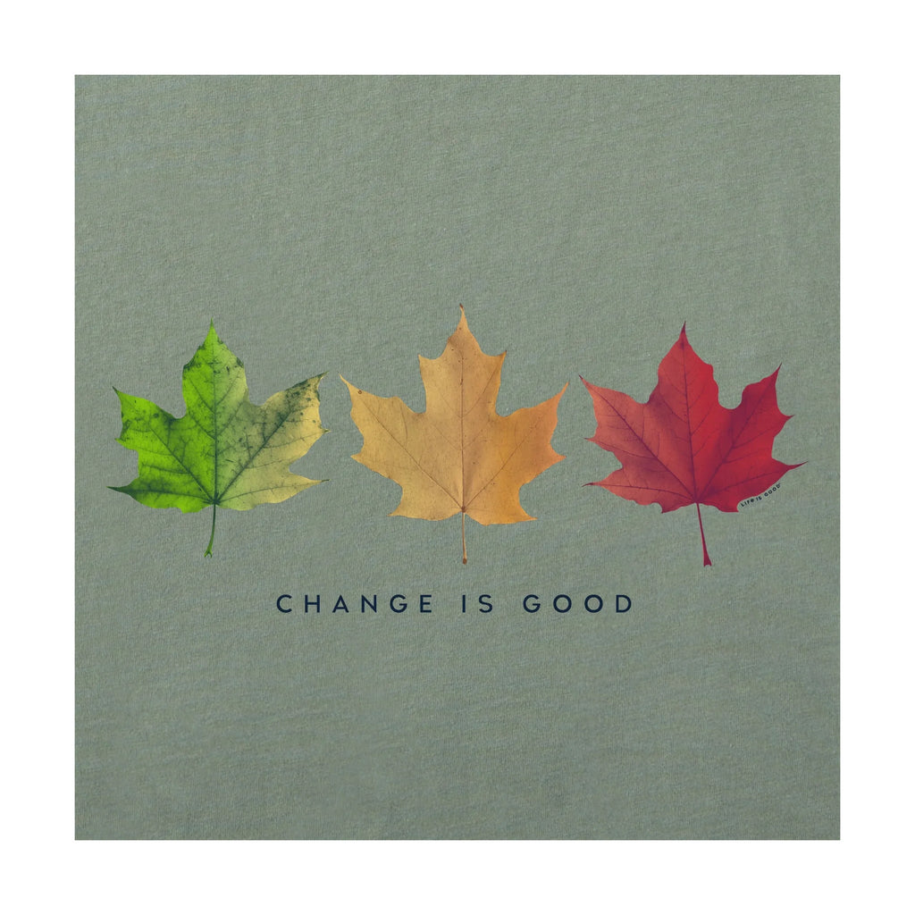 Life Is Good Women's Change Is Good Three Leaves Long Sleeve Crusher Vee - Moss Green - Lenny's Shoe & Apparel
