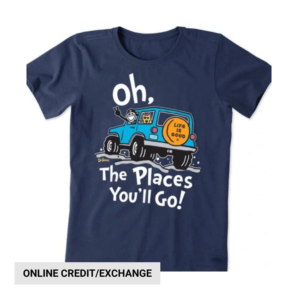 Life Is Good Women's Dr. Seuss Oh The Places You'll Go Crusher Tee - Darkest Blue - Lenny's Shoe & Apparel
