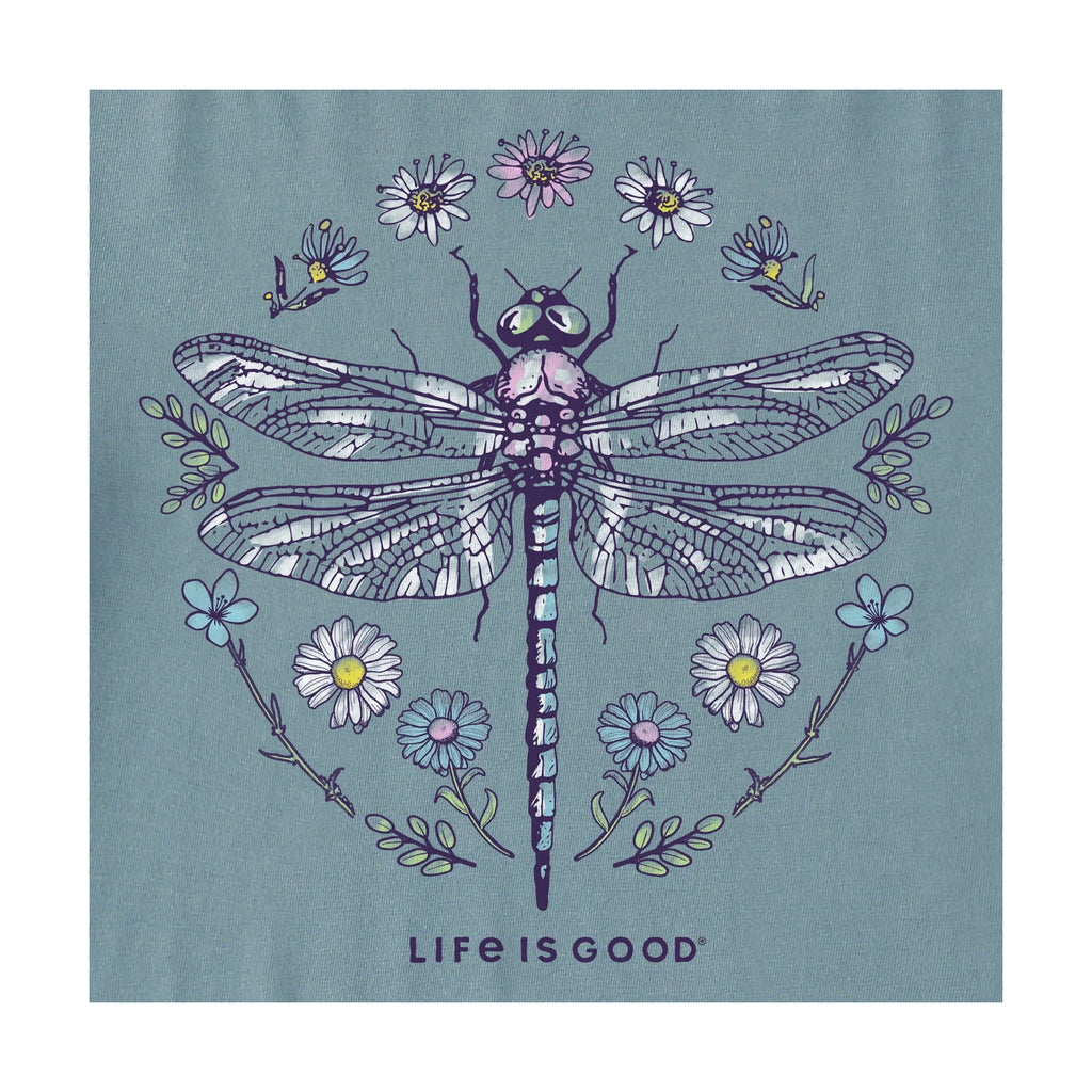 Life Is Good Women's Dragonfly Short Sleeve Crusher Lite Vee - Smoky Blue - Lenny's Shoe & Apparel