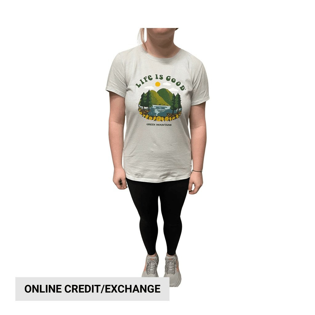 Life Is Good Women's Exclusive Green Mountains Tee - Grey/Green - Lenny's Shoe & Apparel