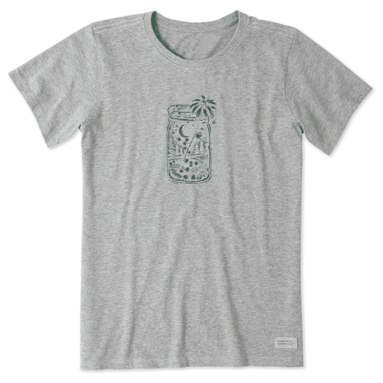 Life Is Good Women's Firefly Moon Jar Short Sleeve Crusher Tee - Heather Gray - Lenny's Shoe & Apparel