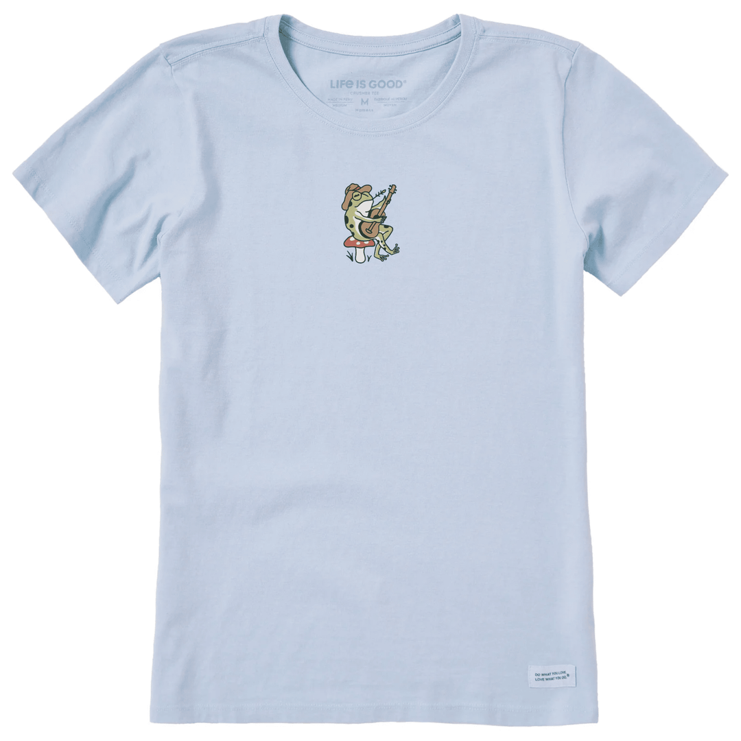 Life Is Good Women's Frog Guitar Short Sleeve Crusher Tee - Glacier Blue - Lenny's Shoe & Apparel