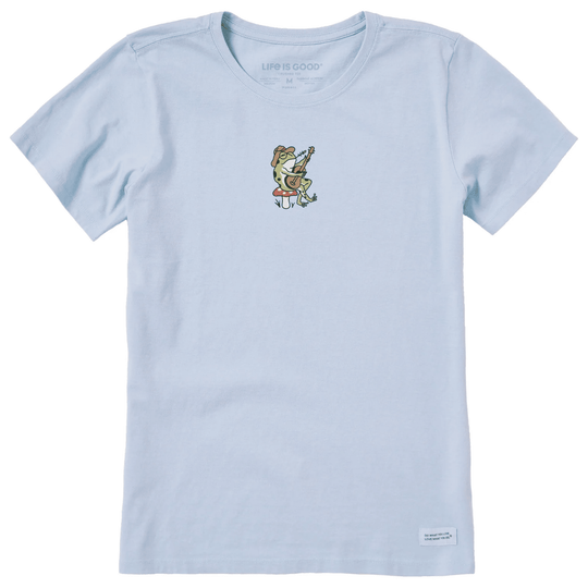Life Is Good Women's Frog Guitar Short Sleeve Crusher Tee - Glacier Blue - Lenny's Shoe & Apparel