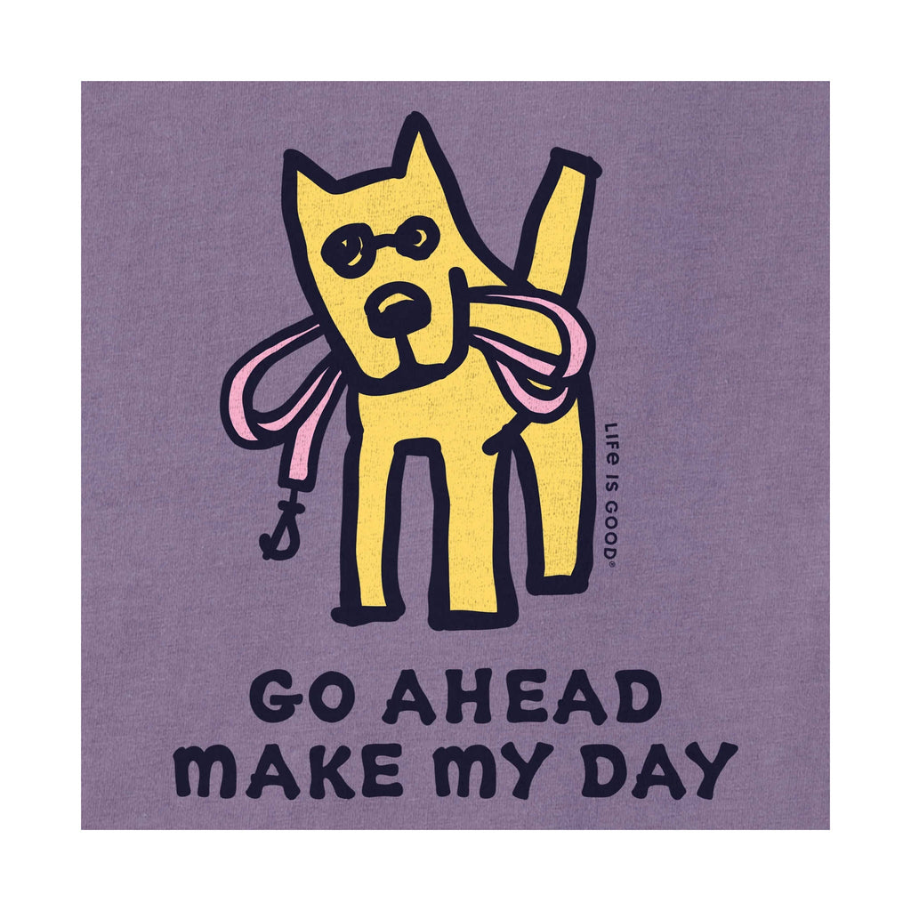 Life Is Good Women's Go Ahead Make My Day Short Sleeve Crusher Tee - Dusk Purple - Lenny's Shoe & Apparel