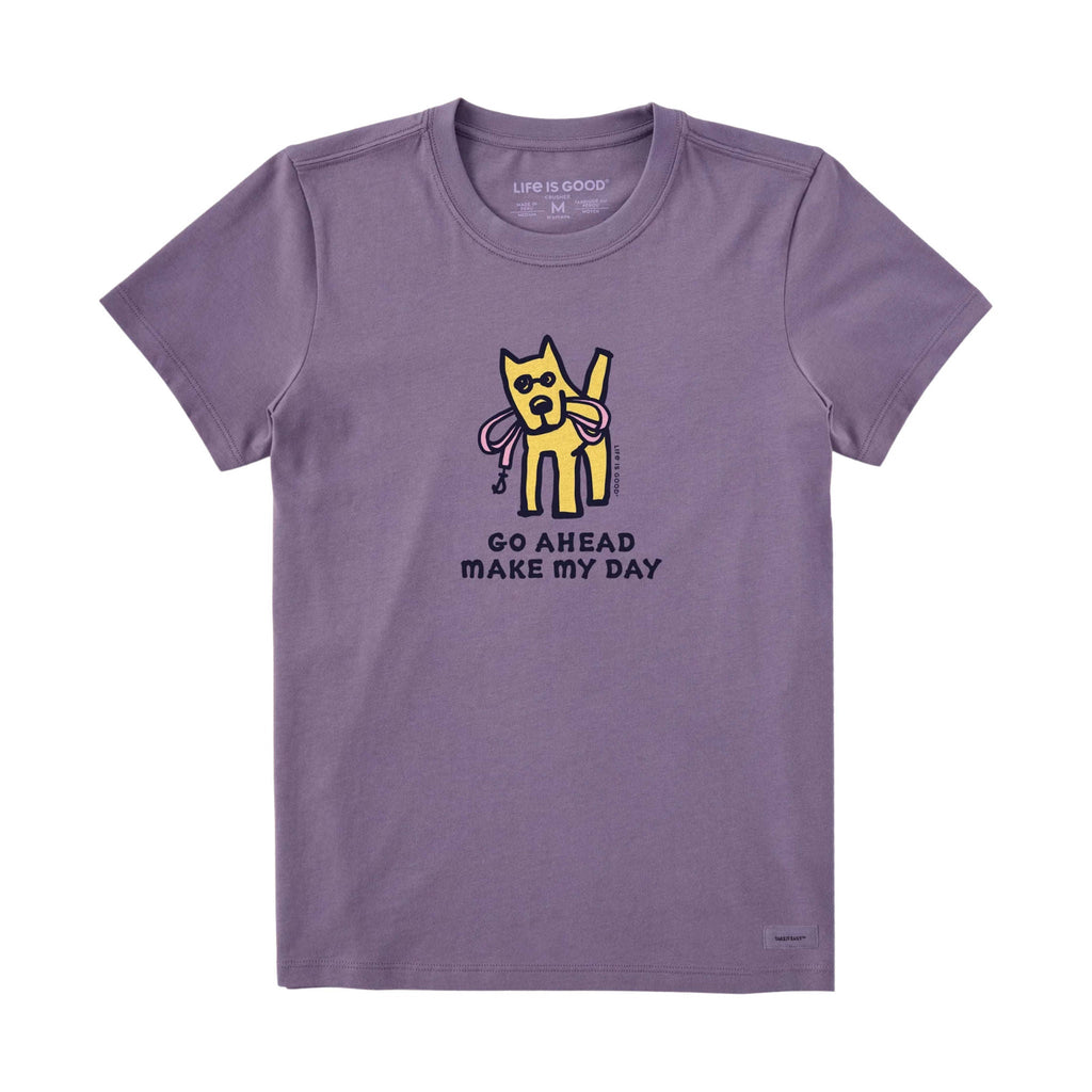 Life Is Good Women's Go Ahead Make My Day Short Sleeve Crusher Tee - Dusk Purple - Lenny's Shoe & Apparel