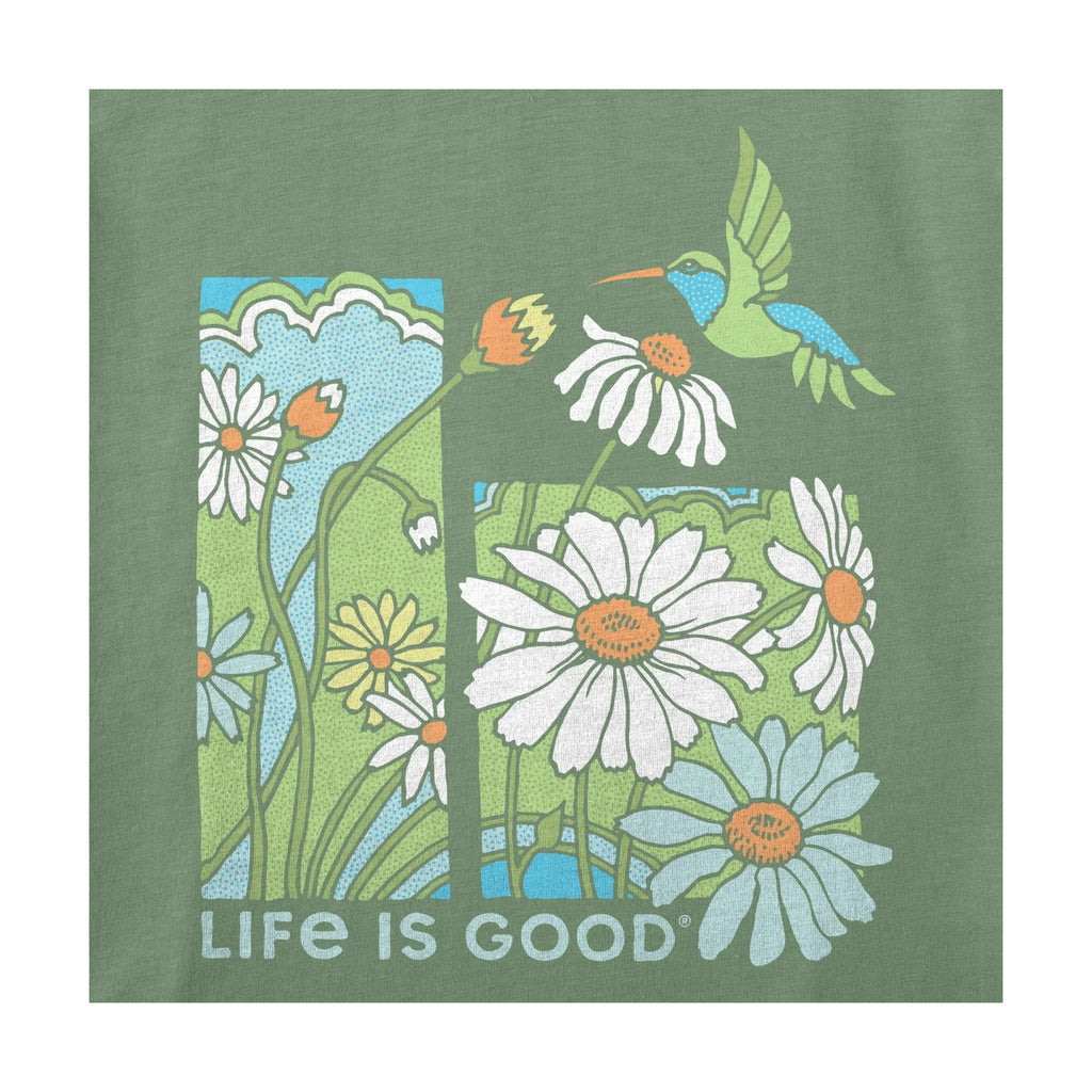 Life Is Good Women's Good Hummingbird Short Sleeve Crusher Tee - Granite Green - Lenny's Shoe & Apparel