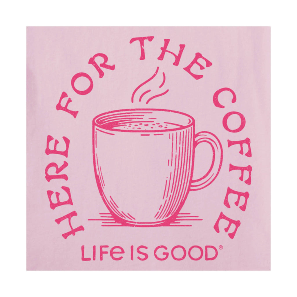 Life Is Good Women's Here For The Coffee Tee - Seashell Pink - Lenny's Shoe & Apparel