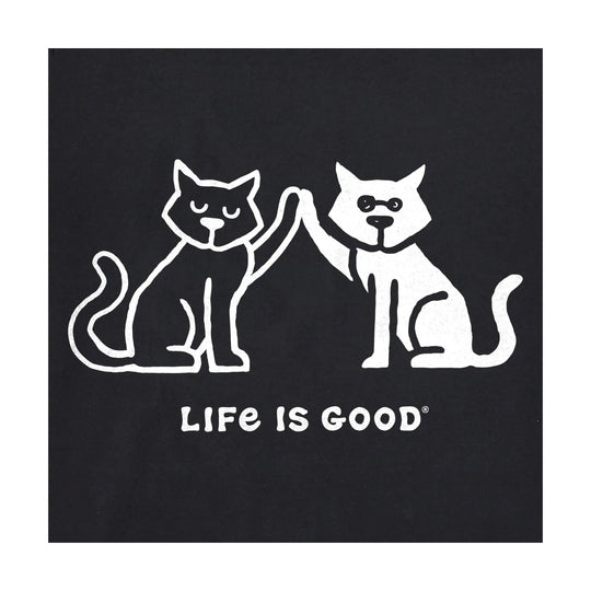 Life Is Good Women's High Five Cats Long Sleeve Crusher Lite Vee - Faded Black - Lenny's Shoe & Apparel