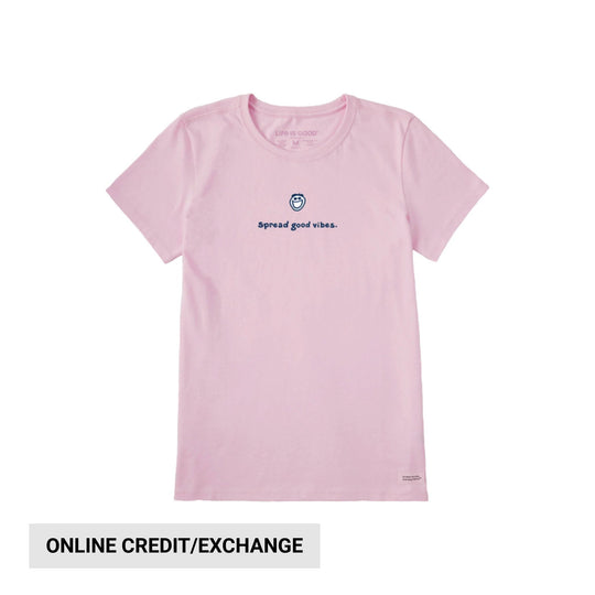 Life Is Good Women's Jake Spread Good Vibes Crusher Tee - Seashell Pink - Lenny's Shoe & Apparel