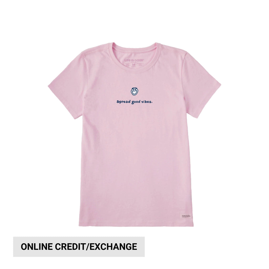 Life Is Good Women's Jake Spread Good Vibes Crusher Tee - Seashell Pink - Lenny's Shoe & Apparel