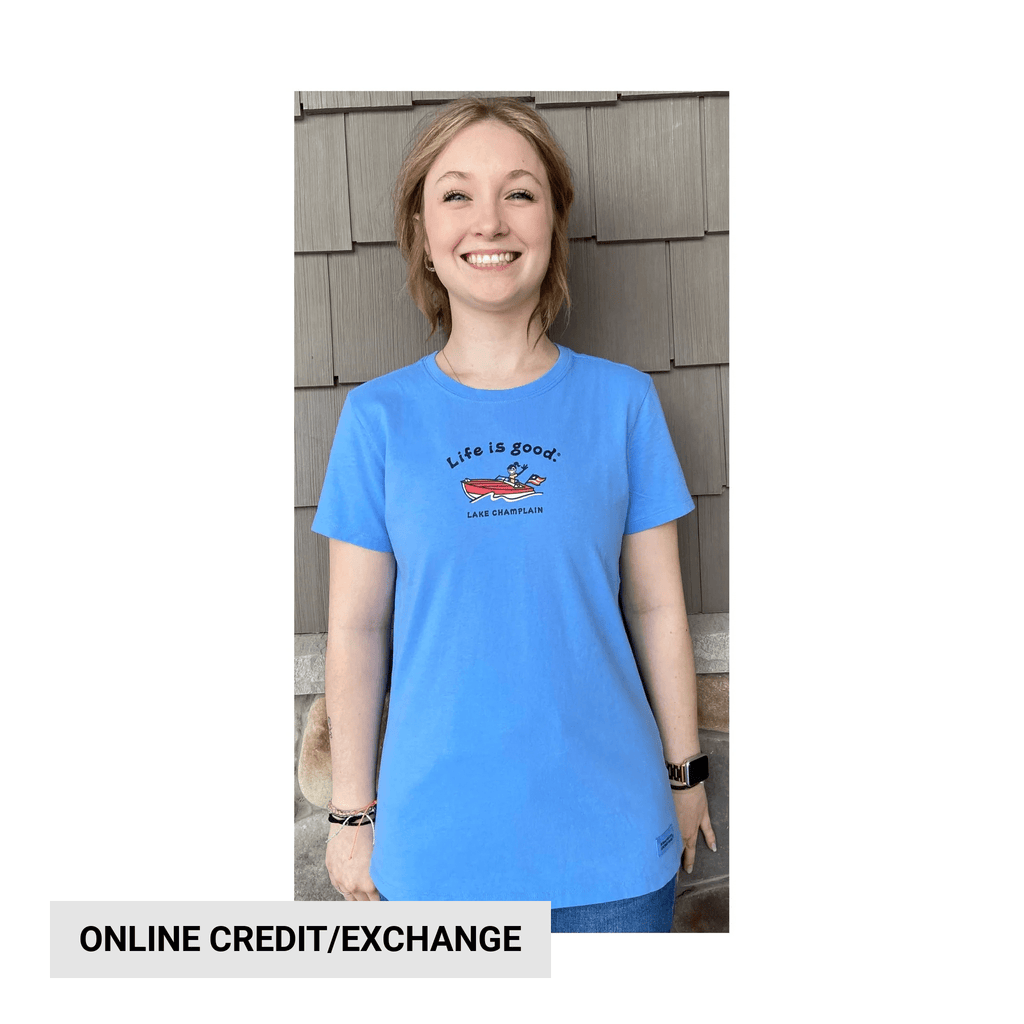 Life Is Good Women's Lake Champlain Exclusive Cruiser Tee - Cornflower Blue - Lenny's Shoe & Apparel