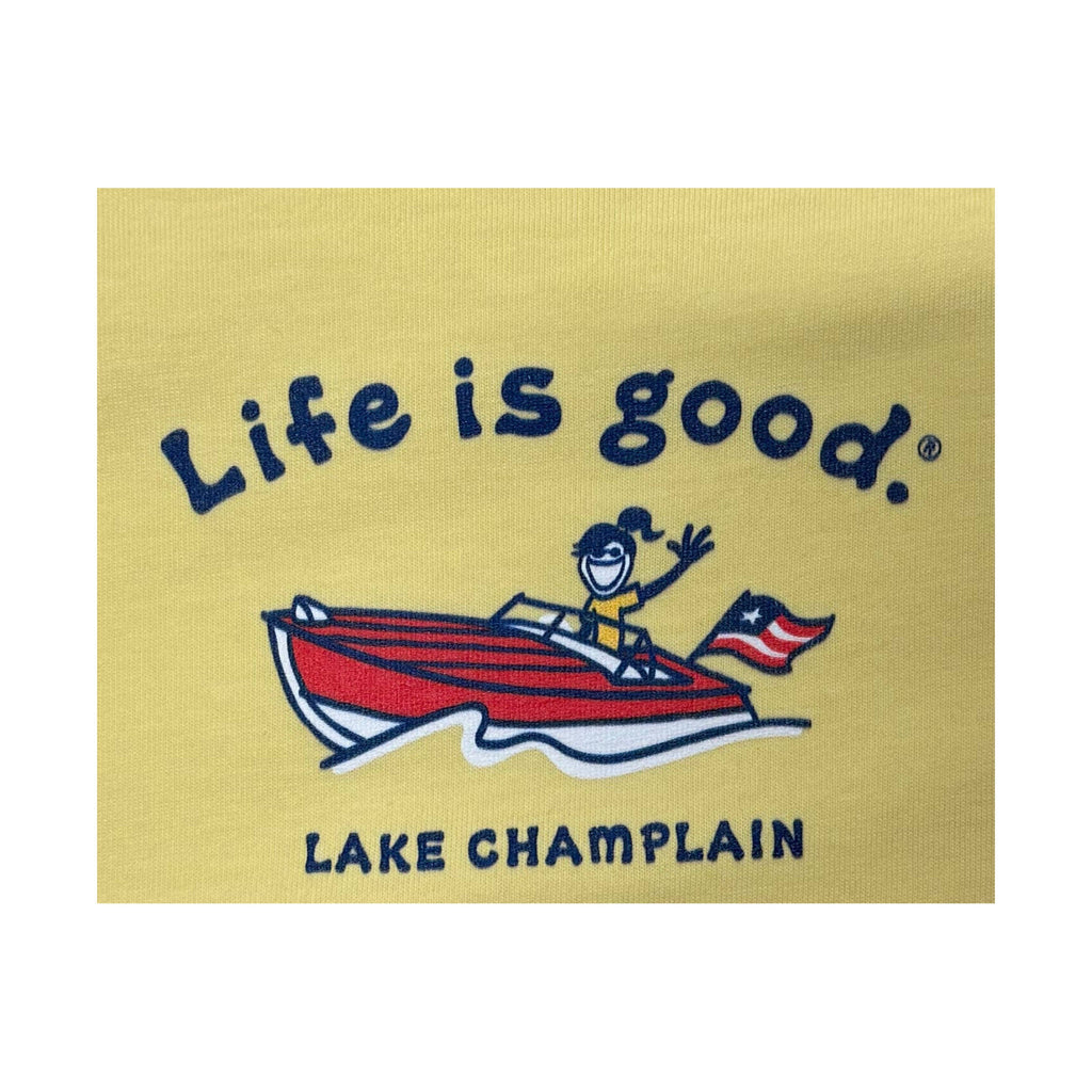 Life is Good Women's Lake Champlain Exclusive Jackie Tee - Sandy Yellow - Lenny's Shoe & Apparel
