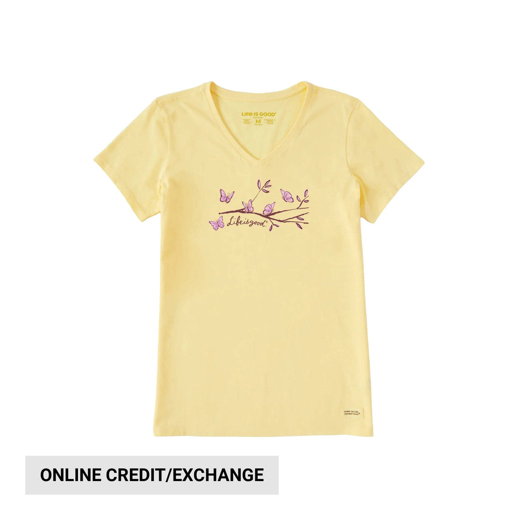Life Is Good Women's Perch Nectar Short Sleeve Crusher Vee - Sandy Yellow - Lenny's Shoe & Apparel