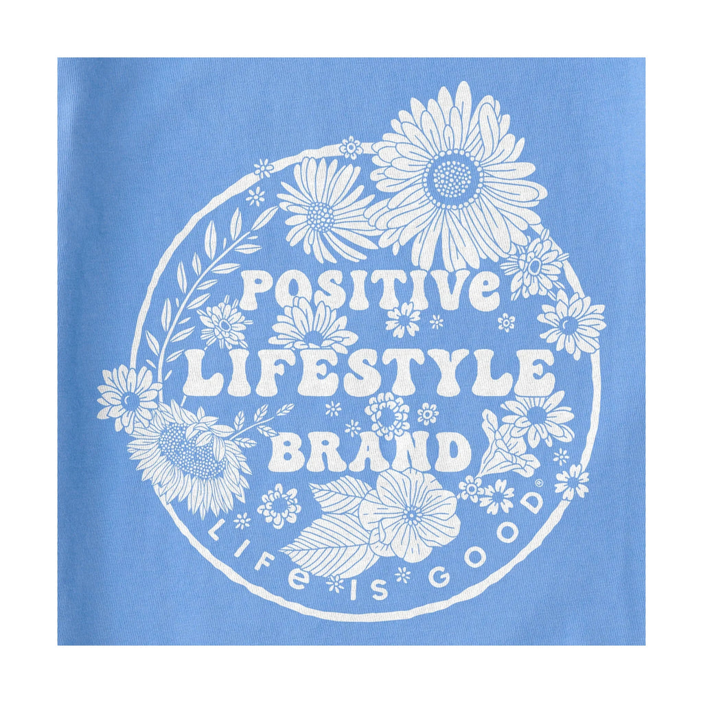 Life Is Good Women's Positive Flowers Short Sleeve Crusher Tee - Cornflower Blue - Lenny's Shoe & Apparel
