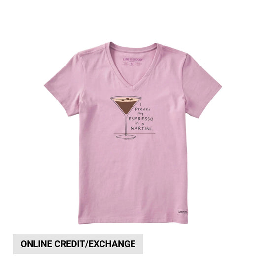 Life Is Good Women's Prefer my Espresso in a Martini Crusher LITE Tee - Violet Purple - Lenny's Shoe & Apparel