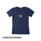Life Is Good Women's Rainbow Pride Heart Short Sleeve Vee - Darkest Blue - Lenny's Shoe & Apparel