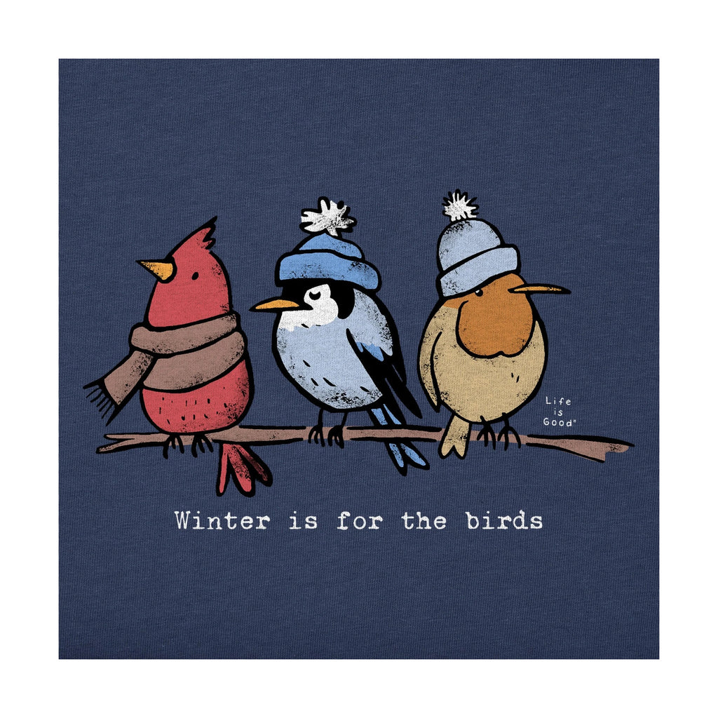 Life Is Good Women's Shady Winter Is For The Birds Long Sleeve Crusher Vee - Darkest Blue - Lenny's Shoe & Apparel