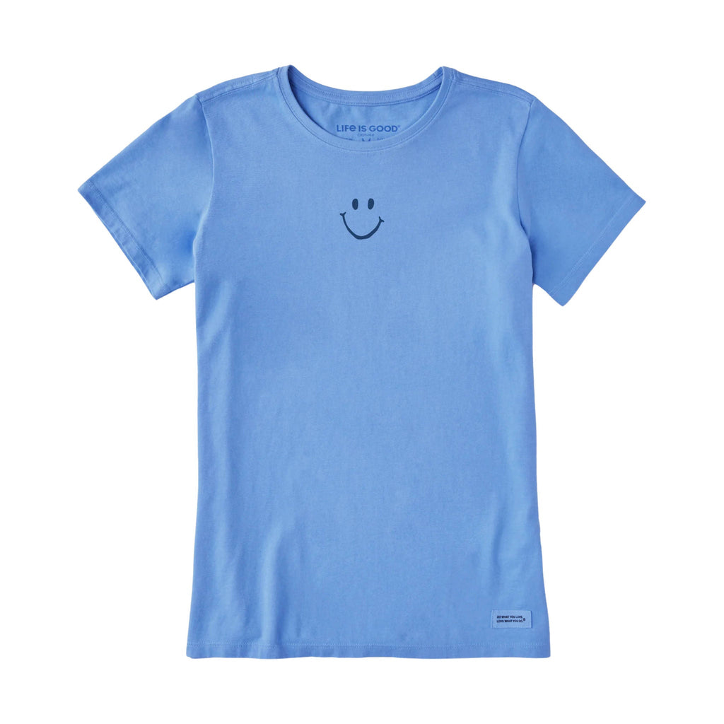 Life Is Good Women's Smiley Short Sleeve Crusher Tee - Cornflower Blue - Lenny's Shoe & Apparel