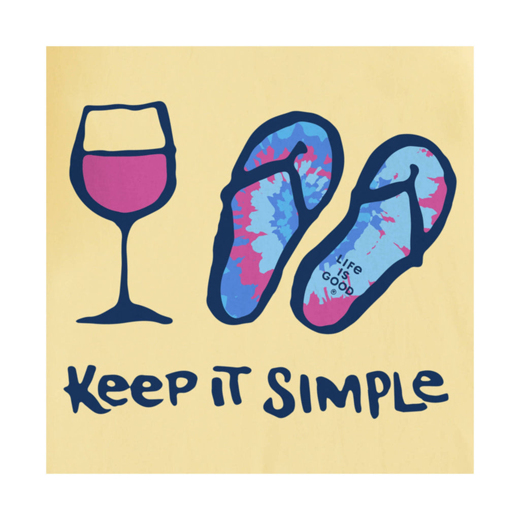 Life Is Good Women's Tie Dye Wine and Flip Flops Crusher Lite Tee - Sandy Yellow FINAL SALE - Lenny's Shoe & Apparel