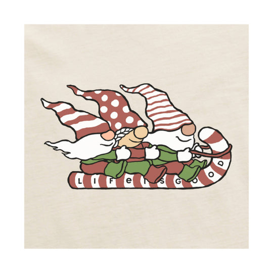 Life Is Good Women's Toboggan Ride Long Sleeve Crusher V Neck Tee - Putty White - Lenny's Shoe & Apparel