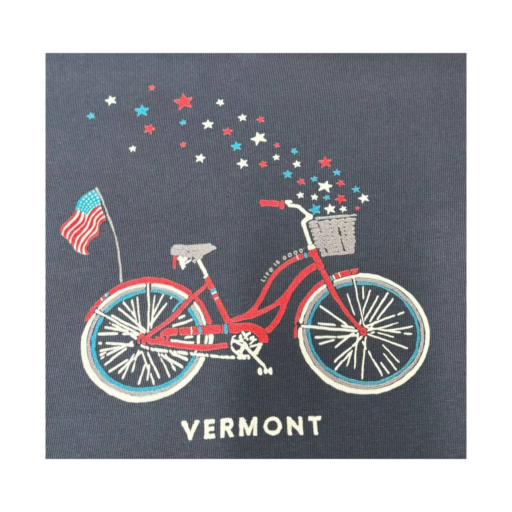 Life is Good Women's Vermont Exclusive American Bike Tee - Darkest Blue - Lenny's Shoe & Apparel