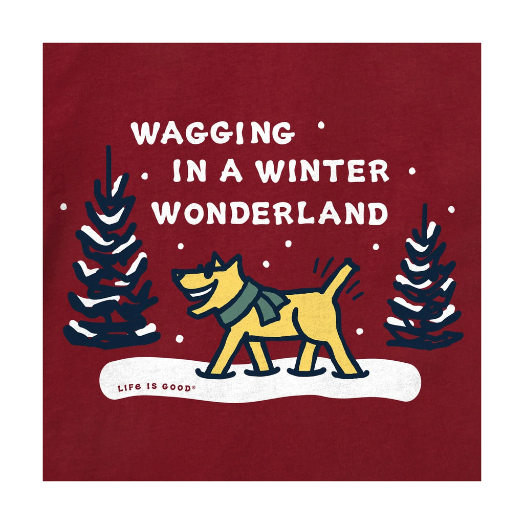Life Is Good Women's Wagging Wonderland Rocket Long Sleeve Crusher Tee - Adirondack Red - Lenny's Shoe & Apparel