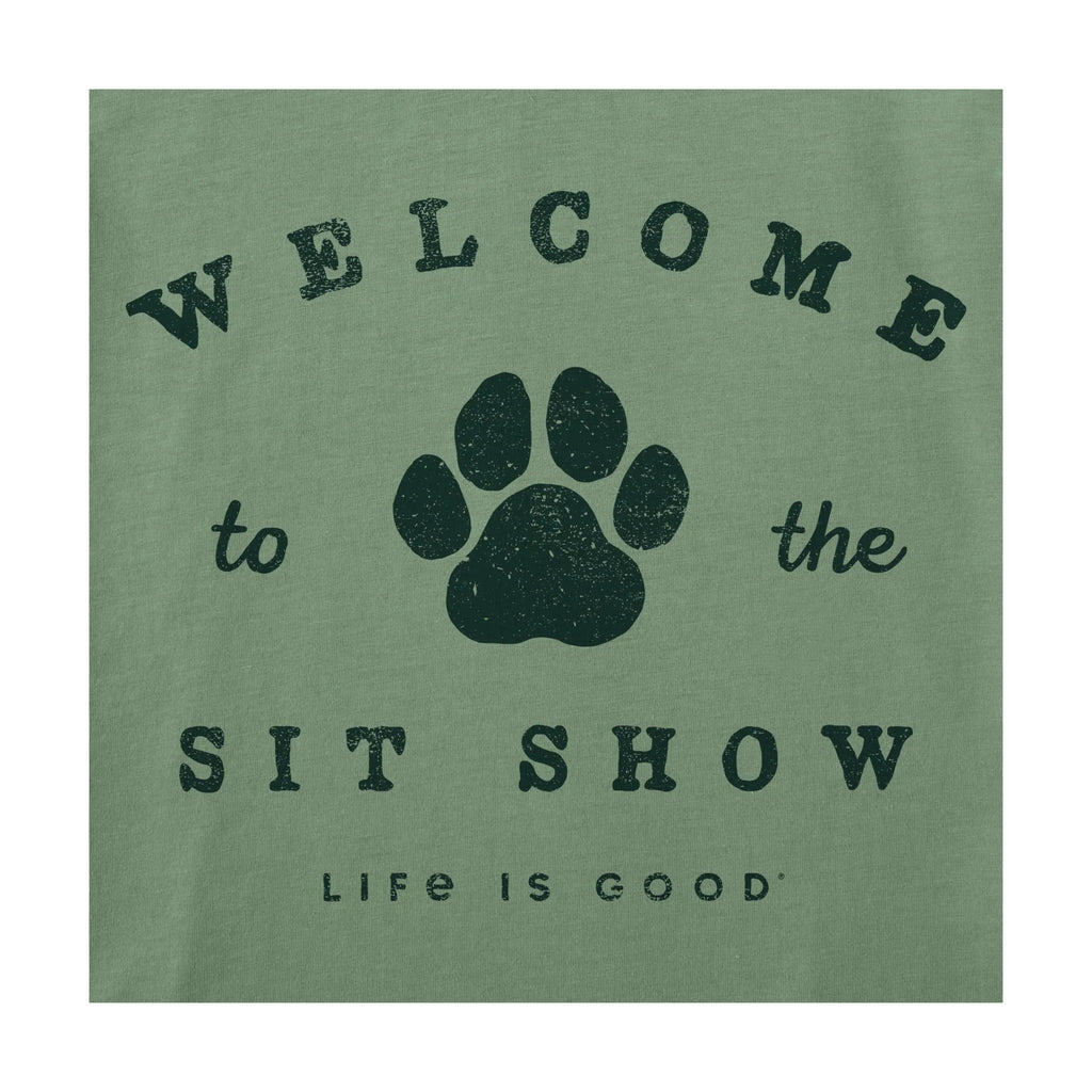 Life Is Good Women's Welcome to the Sit Show Short Sleeve Crusher Vee - Granite Green - Lenny's Shoe & Apparel
